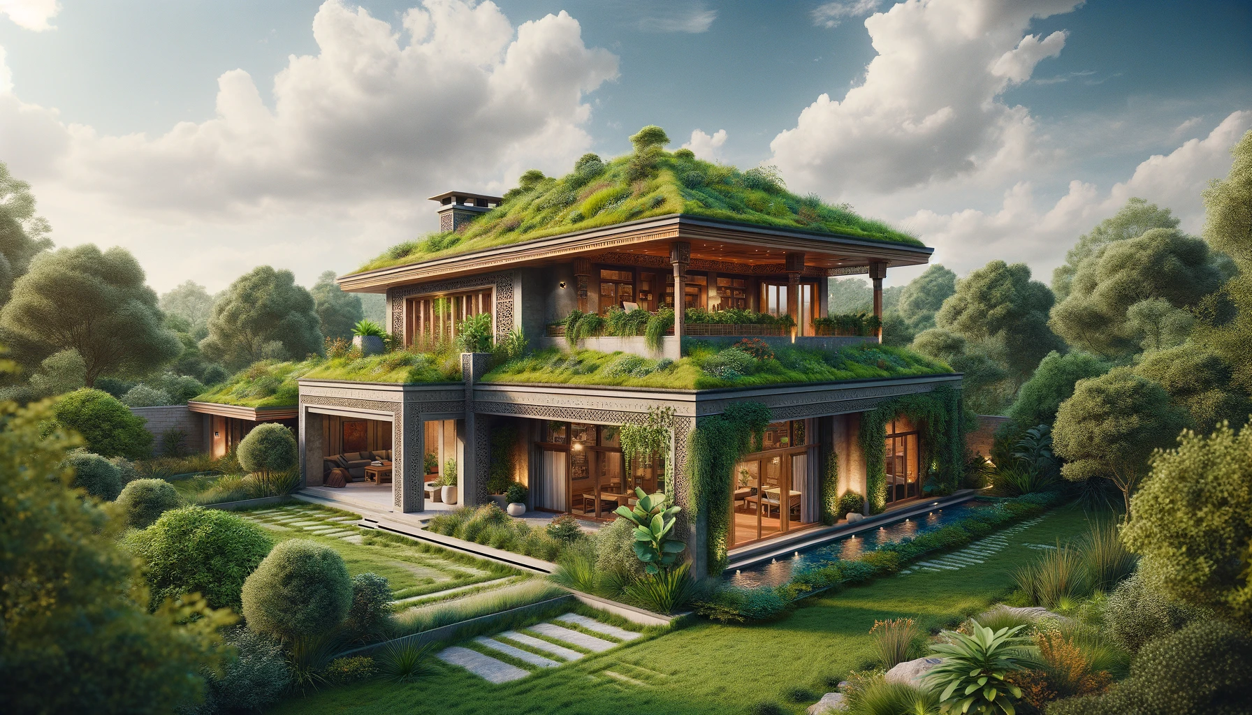 Pakistani house with a "green" roof made of vegetation